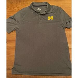Colosseum Shirt Mens M Gray Polo Michigan Wolverines NCAA Athletic Top Go Blue